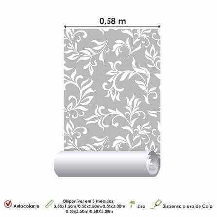 Papel de Parede Adesivo Arabesco Branco e Cinza 169498982 - Papel na Parede