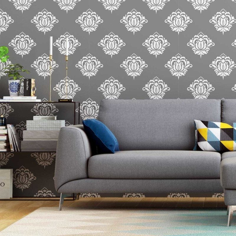 Papel de Parede Adesivo Arabesco Cinza e Branco N04155 - Papel na Parede
