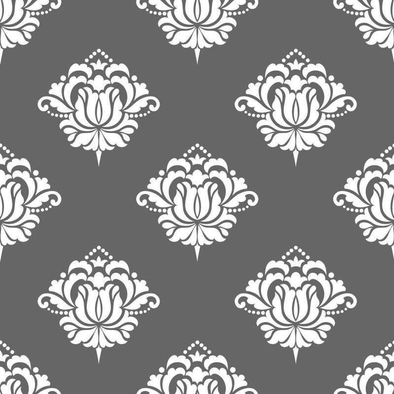 Papel de Parede Adesivo Arabesco Cinza e Branco N04155 - Papel na Parede