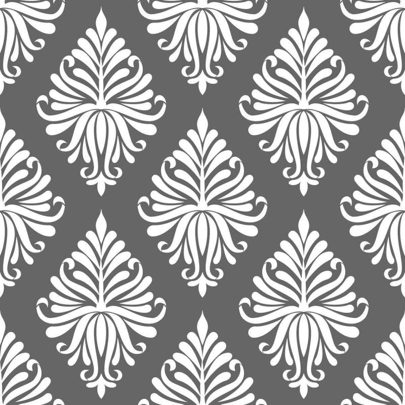 Papel de Parede Adesivo Arabesco Cinza Folhas N04156 - Papel na Parede