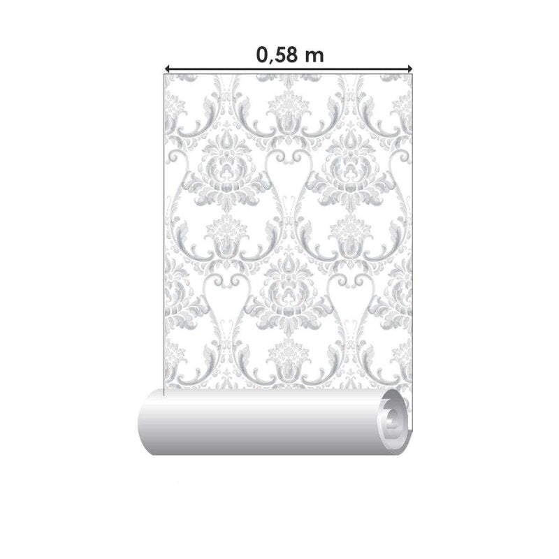 Papel de Parede Adesivo Arabesco Cinza N04139 - Papel na Parede