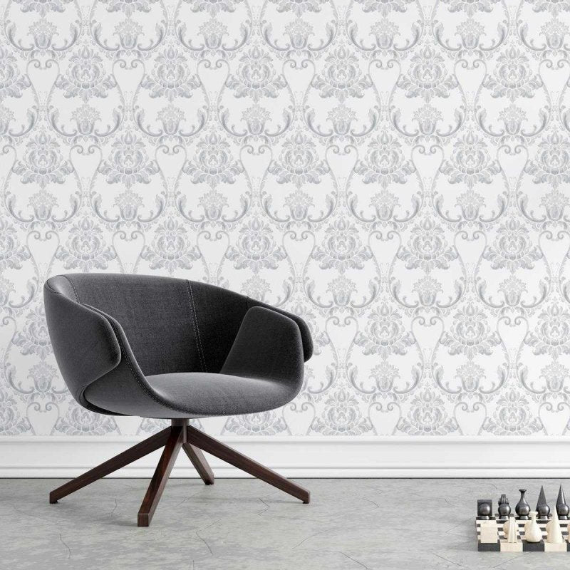 Papel de Parede Adesivo Arabesco Cinza N04139 - Papel na Parede