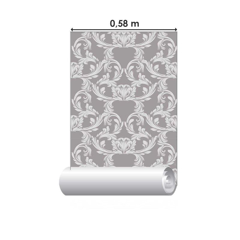 Papel de Parede Adesivo Arabesco Cinza N04147 - Papel na Parede