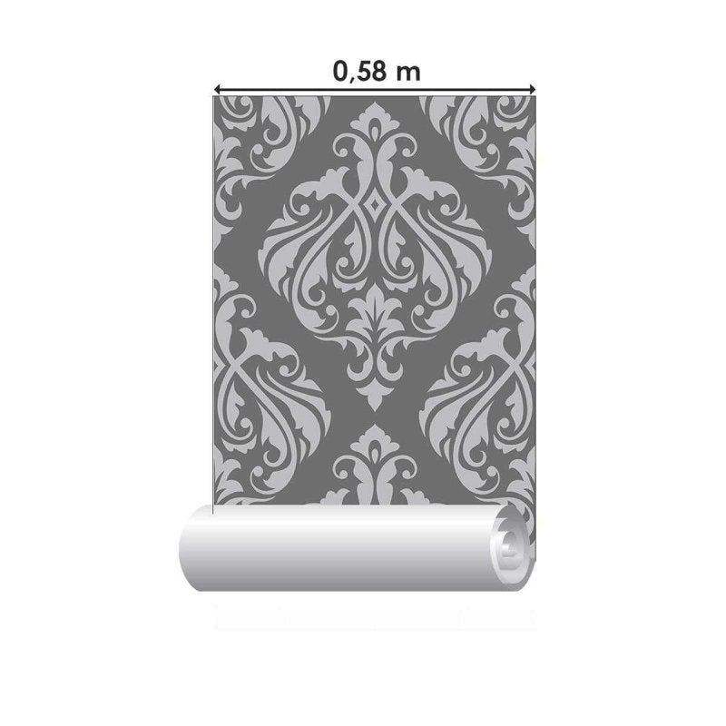 Papel de Parede Adesivo Arabesco Cinza N04252 - Papel na Parede