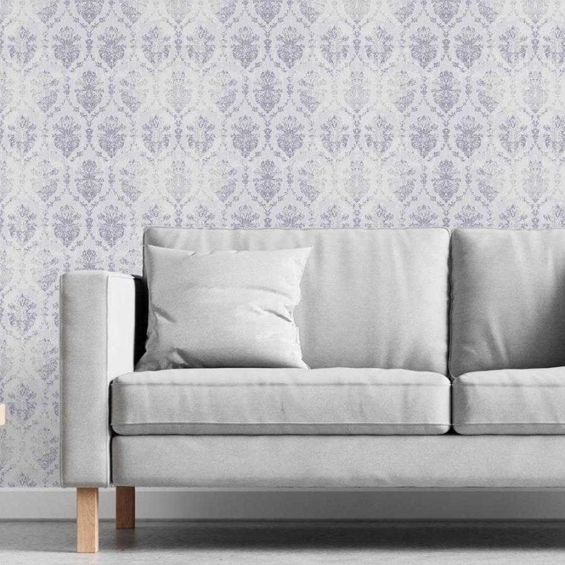 Papel de Parede Adesivo Arabesco Clássico Azul Branco N06171 - Papel na Parede