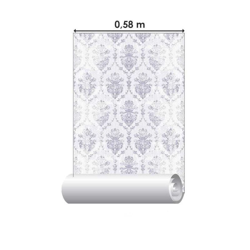 Papel de Parede Adesivo Arabesco Clássico Azul Branco N06171 - Papel na Parede