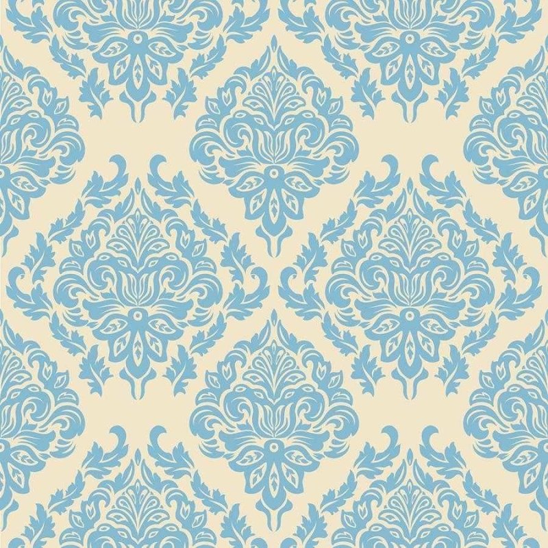 Papel de Parede Adesivo Arabesco Clássico Azul e Bege N06058 - Papel na Parede
