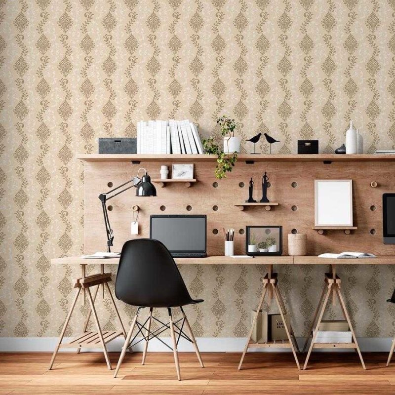 Papel de Parede Adesivo Arabesco Clássico Bege N06021 - Papel na Parede