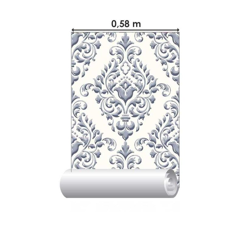 Papel de Parede Adesivo Arabesco Clássico Branco N05198 - Papel na Parede