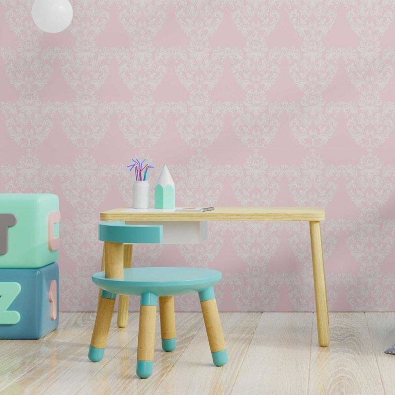 Papel de Parede Adesivo Arabesco cor de rosa N08185 - Papel na Parede
