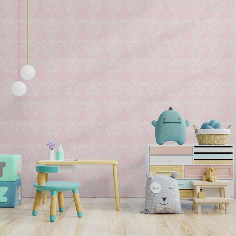 Papel de Parede Adesivo Arabesco cor de rosa N08185 - Papel na Parede