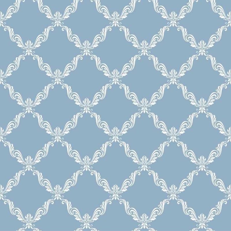 Papel de Parede Adesivo Arabesco em Grade Azul N06244 - Papel na Parede