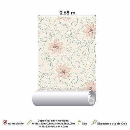 Papel de Parede Adesivo Arabesco Floral 191447462 - Papel na Parede