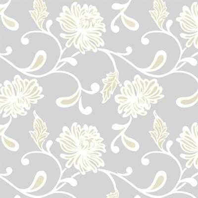Papel de Parede Adesivo Arabesco Floral Cinza 38658085 - Papel na Parede