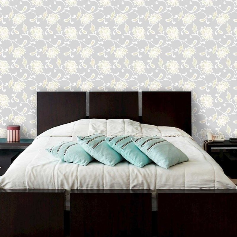Papel de Parede Adesivo Arabesco Floral Cinza 38658085 - Papel na Parede