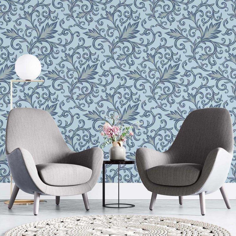 Papel de Parede Adesivo Arabesco Folha N02137 - Papel na Parede
