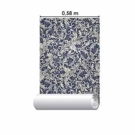 Papel de Parede Adesivo Arabesco Folhas Azul 533788660 - Papel na Parede