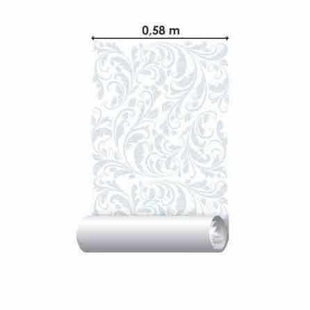 Papel de Parede Adesivo Arabesco Folhas Branco 70850158 - Papel na Parede