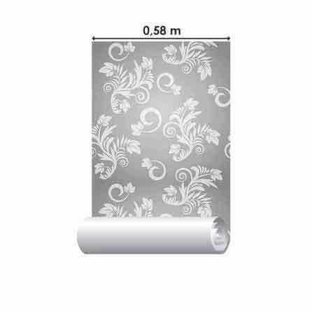 Papel de Parede Adesivo Arabesco Folhas Cinza 136118882 - Papel na Parede