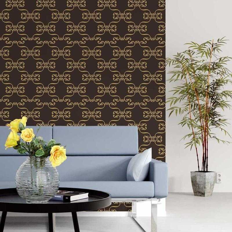 Papel de Parede Adesivo Arabesco Marrom e Dourado N05274 - Papel na Parede
