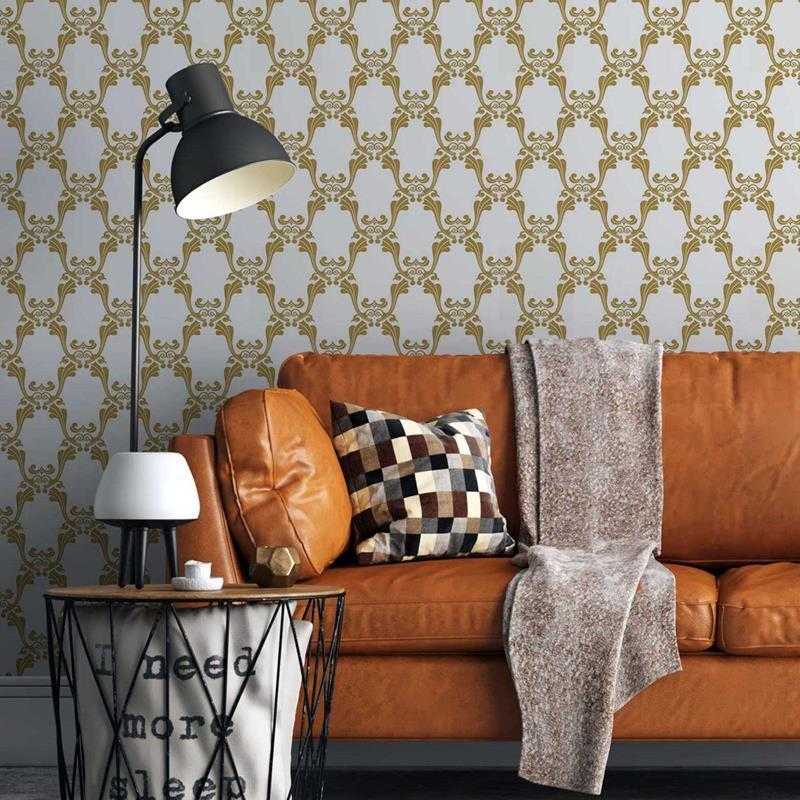 Papel de Parede Adesivo Arabesco Neutro e Dourado N05273 - Papel na Parede