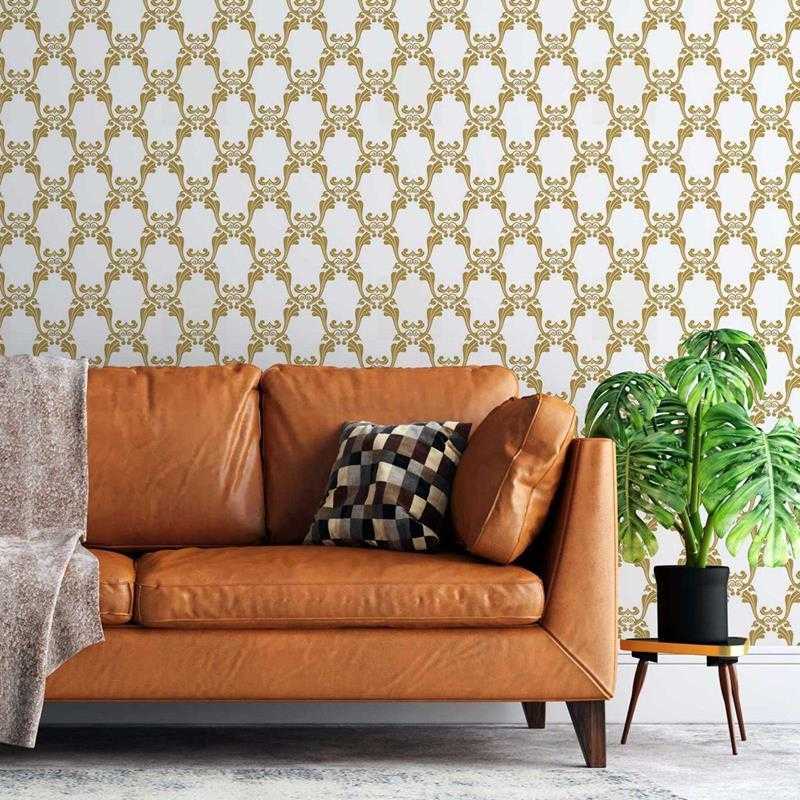 Papel de Parede Adesivo Arabesco Neutro e Dourado N05273 - Papel na Parede