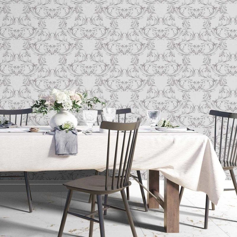 Papel de Parede Adesivo Arabesco Preto e Branco N04149 - Papel na Parede