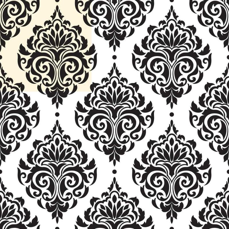Papel de Parede Adesivo Arabesco Preto e Branco N04220 - Papel na Parede