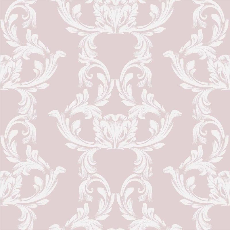 Papel de Parede Adesivo Arabesco Rosa e Branco N04148 - Papel na Parede