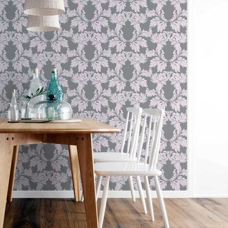 Papel de Parede Adesivo Arabesco Vintage Cinza N06183 - Papel na Parede