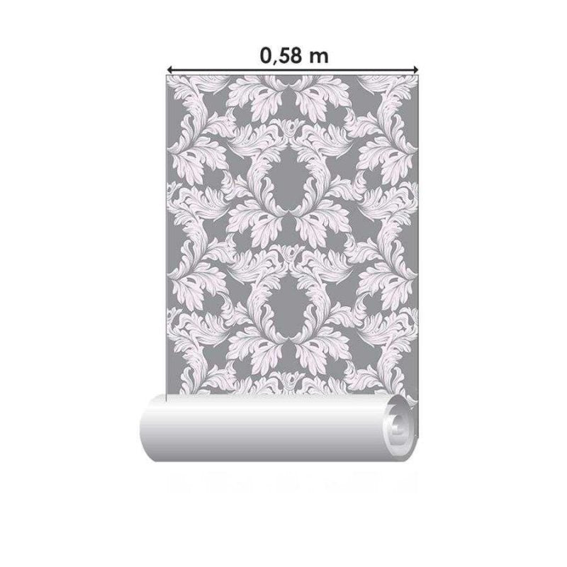 Papel de Parede Adesivo Arabesco Vintage Cinza N06183 - Papel na Parede