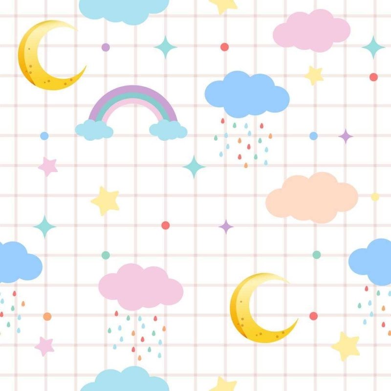 Papel de Parede Adesivo Arco-íris e Nuvens N04046 - Papel na Parede