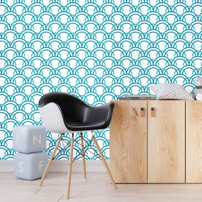 Papel de Parede Adesivo Arcos Ondas Azuis N012100 - Papel na Parede