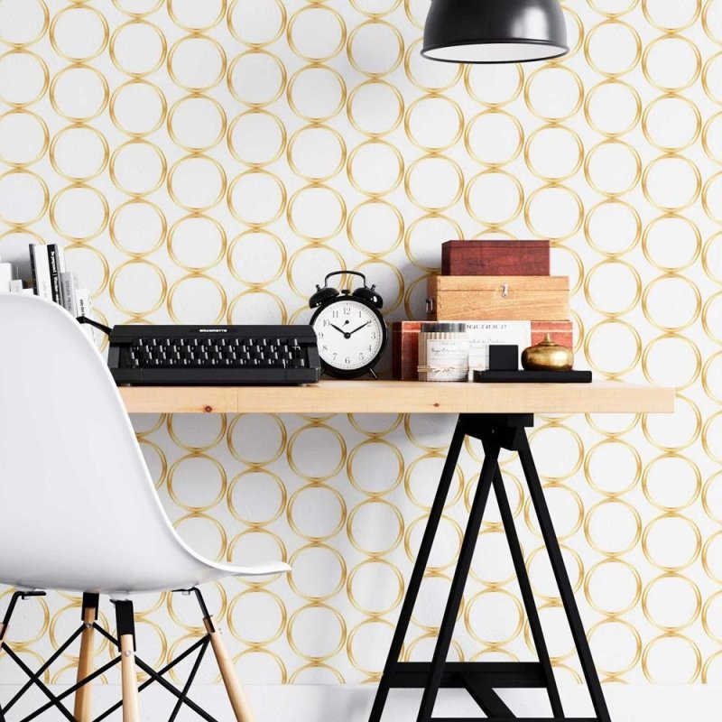 Papel de Parede Adesivo Argolas douradas N08206 - Papel na Parede