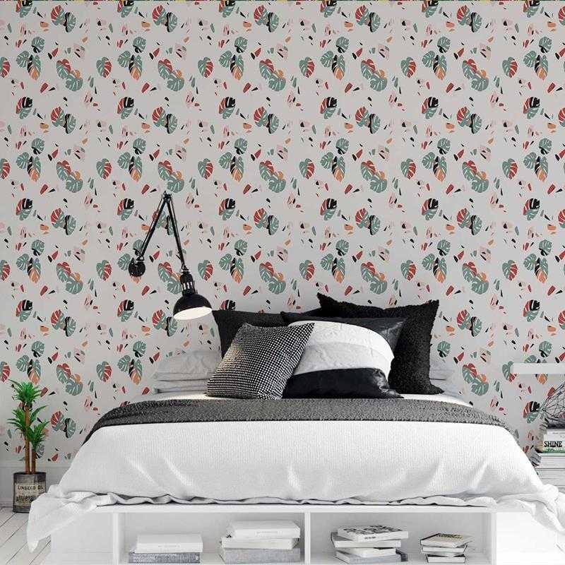 Papel de Parede Adesivo Artístico Folhagem Colorido N05232 - Papel na Parede