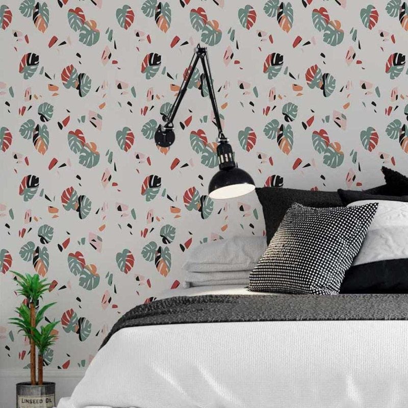 Papel de Parede Adesivo Artístico Folhagem Colorido N05232 - Papel na Parede