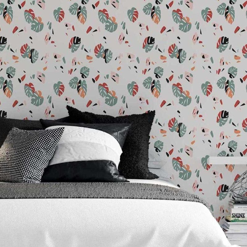 Papel de Parede Adesivo Artístico Folhagem Colorido N05232 - Papel na Parede