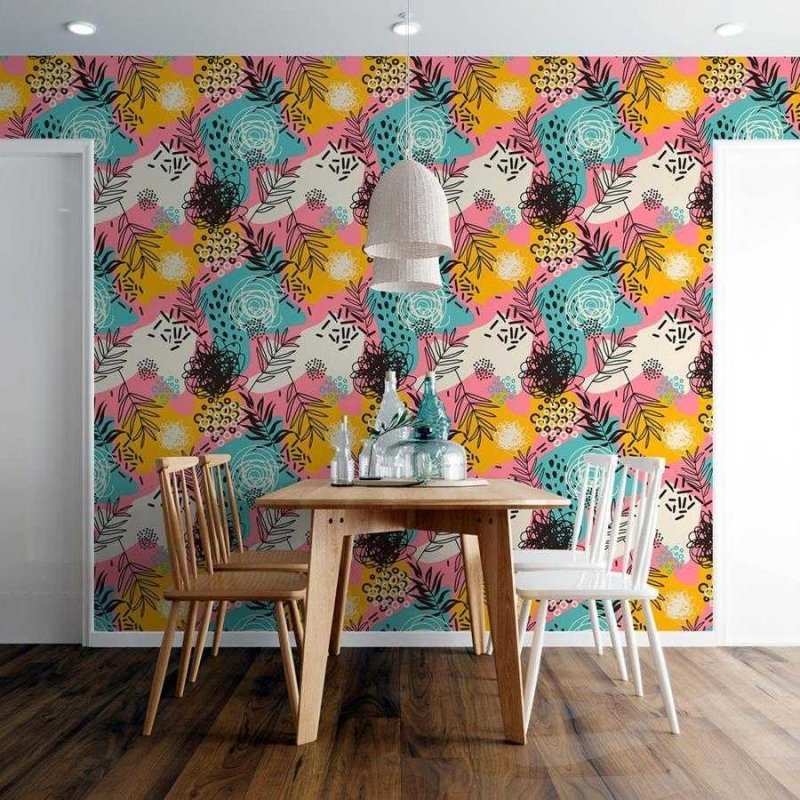 Papel de Parede Adesivo Artístico Tropical Colorido N06039 - Papel na Parede