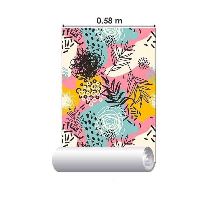 Papel de Parede Adesivo Artístico Tropical Colorido N06039 - Papel na Parede