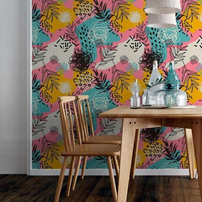 Papel de Parede Adesivo Artístico Tropical Colorido N06039 - Papel na Parede
