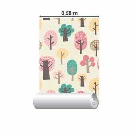 Papel de Parede Adesivo Árvores Coloridas 134488097 0,58x3,50M - Papel na Parede