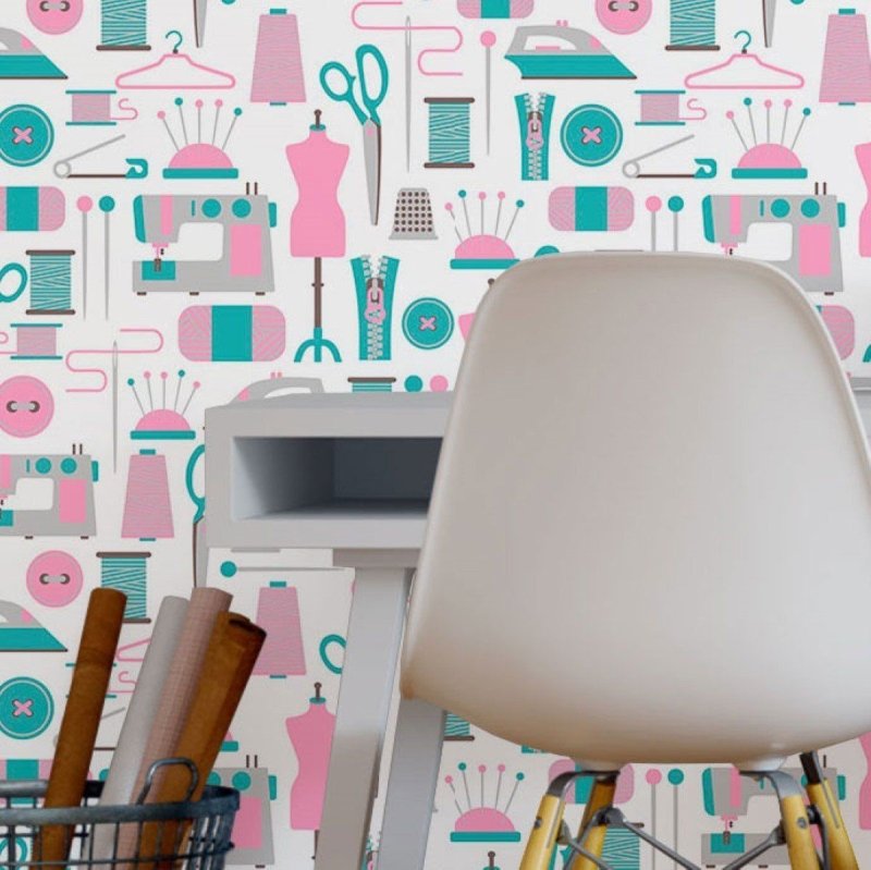 Papel de Parede Adesivo Ateliê de Costura N016052 - Papel na Parede