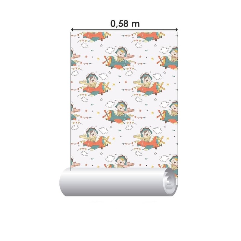 Papel de Parede Adesivo Avião Divertido N09078 - Papel na Parede