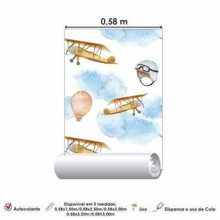 PAPEL DE PAREDE ADESIVO Avião Infantil 62047711 - Papel na Parede
