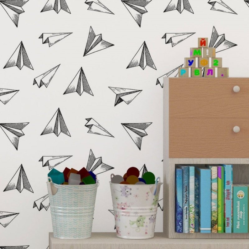 Papel de Parede Adesivo Aviões de Papel N019082 - Papel na Parede