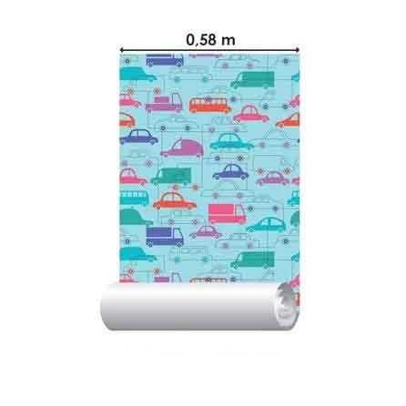Papel de Parede Adesivo Azul Carros 351 - Papel na Parede