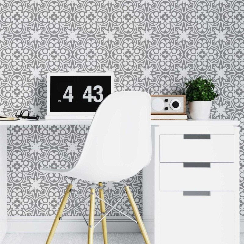 Papel de Parede Adesivo Azulejo Abstrato Cinza e Branco N07113 - Papel na Parede