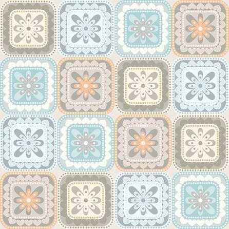 PAPEL DE PAREDE ADESIVO AZULEJO FLORAL GEOMÉTRICO 129684101 - Papel na Parede