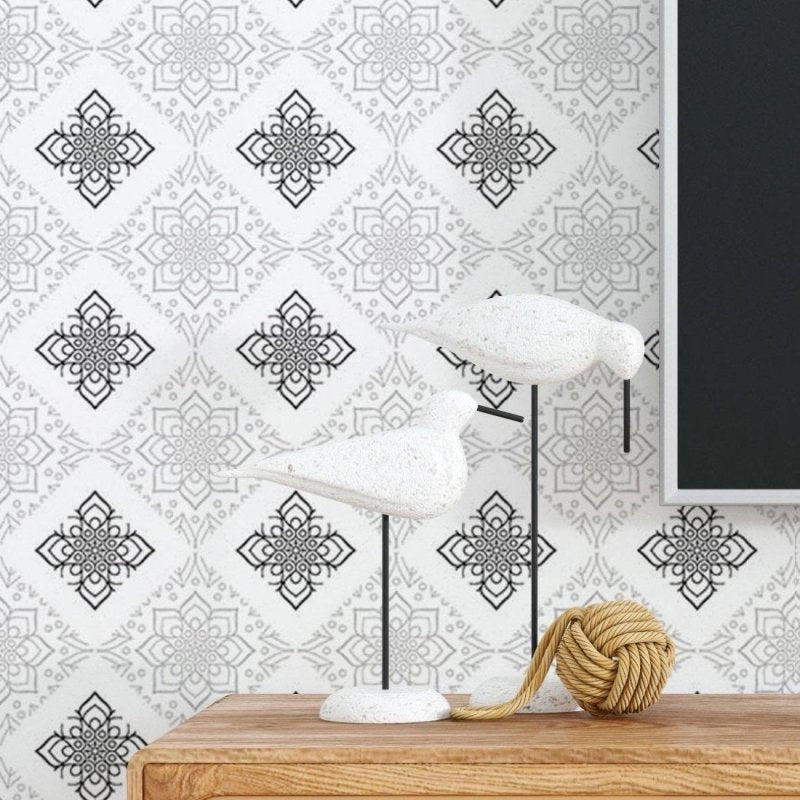 Papel de Parede Adesivo Azulejo Floral Mandala N018055 - Papel na Parede