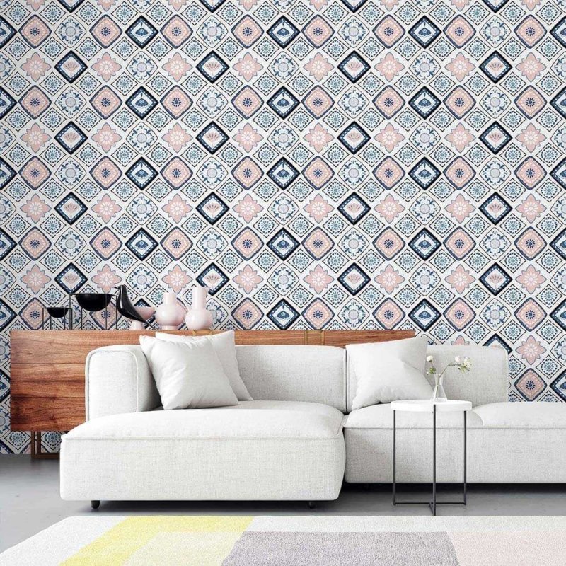 Papel de Parede Adesivo Azulejo Floral N02040 - Papel na Parede